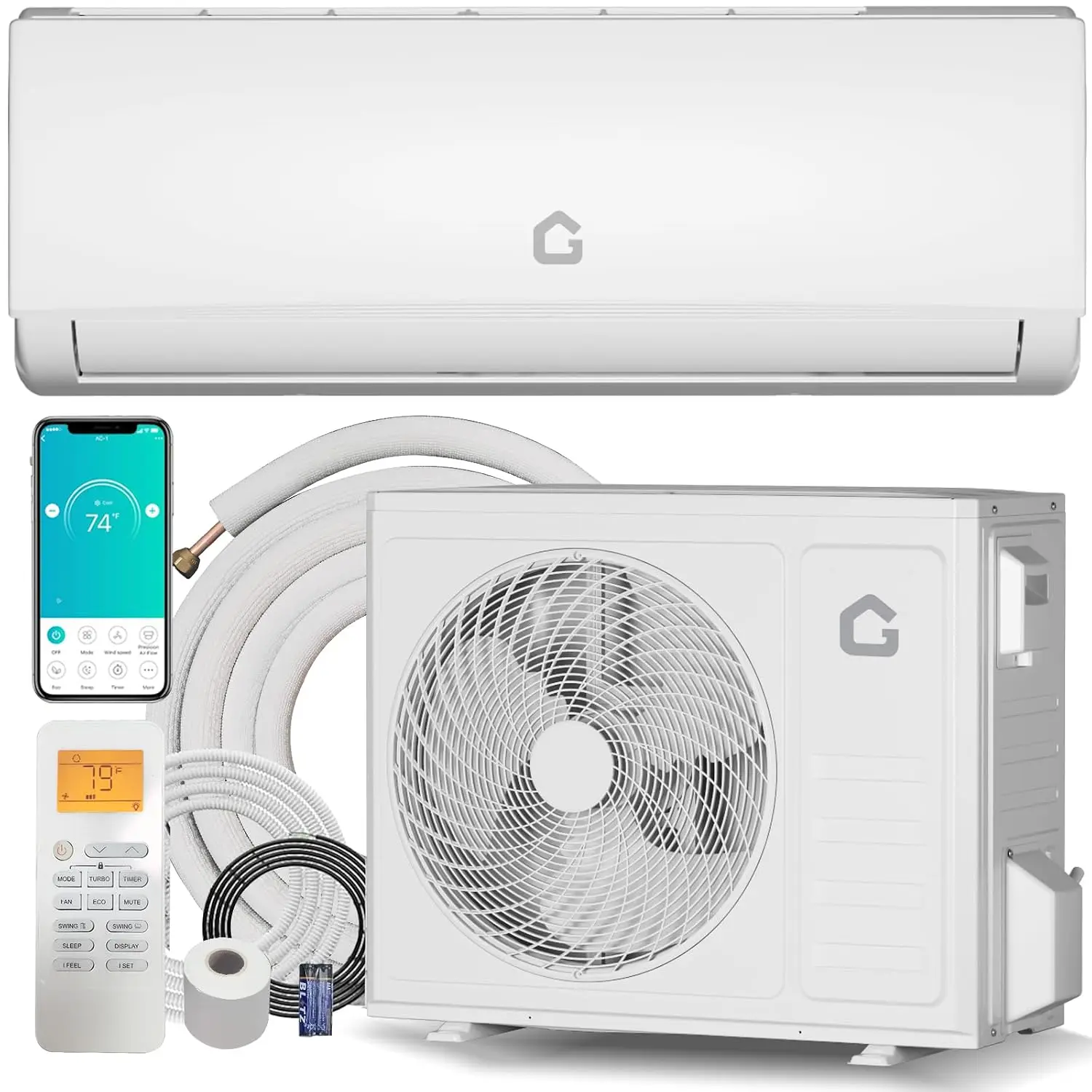 9000BTU Ductless Mini Split Air Conditioner & Heat Pump, 20SEER2 Inverter AC Heating System, 208/230V, WiFi &, Customized