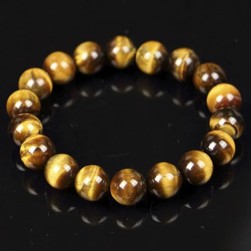 Pulsera de ojo de tigre para hombre y mujer, joyería de piedra Natural, cuerda elástica de Buda curativo, pulsera de cuentas de cristal para pareja