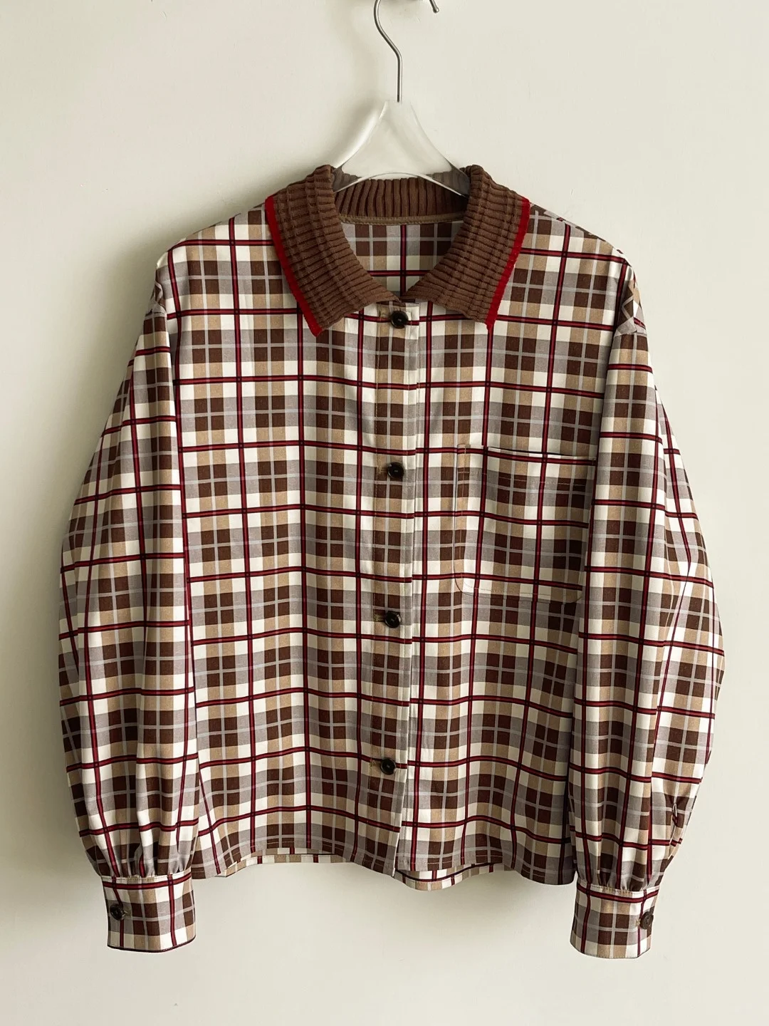 

Свободный длинный вязаный топ све, осень 2021, женский повседневный универсальный топ с клетчатым воротником, теплый топ из смеси хлопка из полиэстера