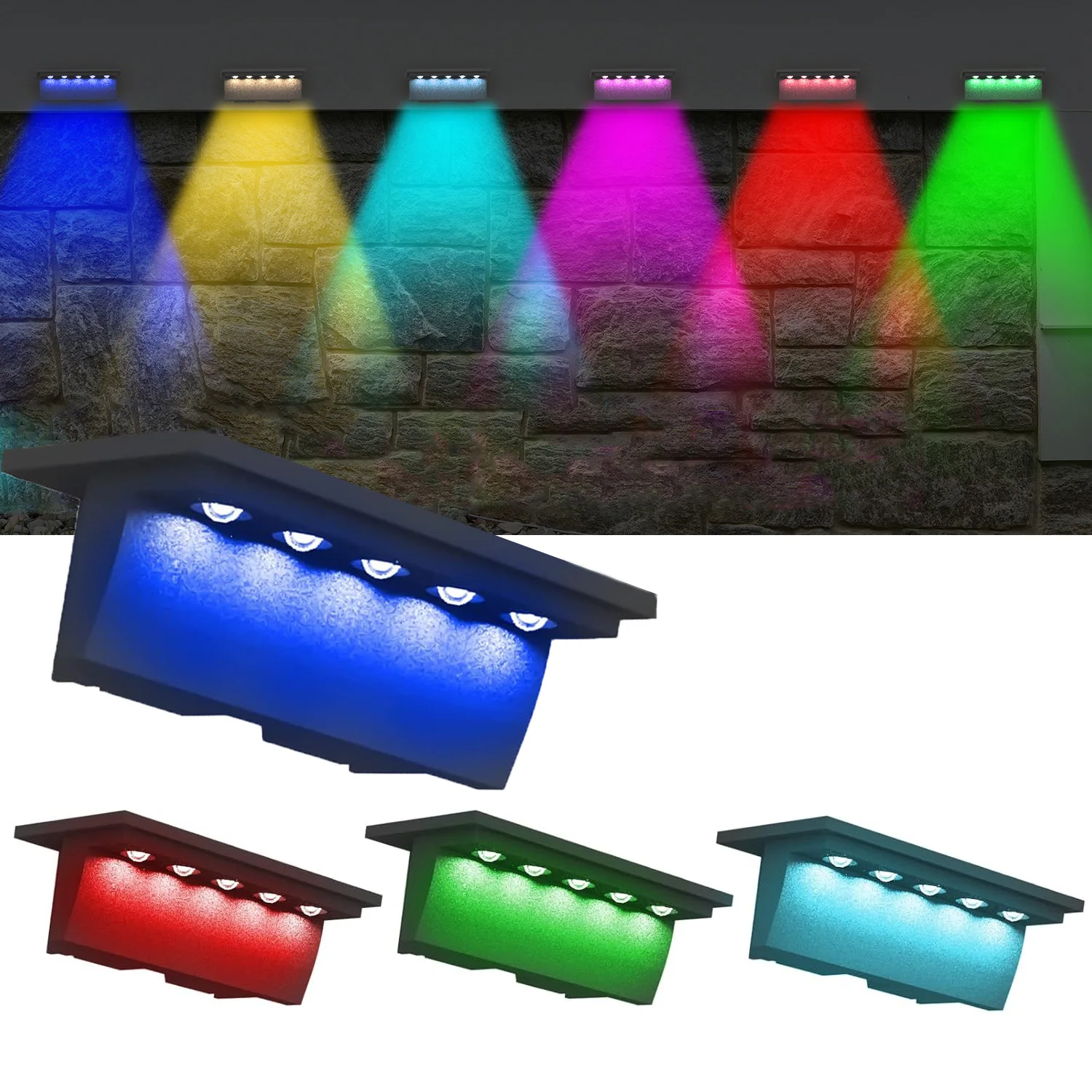 防水ソーラーledデッキライトrgb屋外階段フェンス庭パティオ階段庭テラスガードレール通路4ユニット