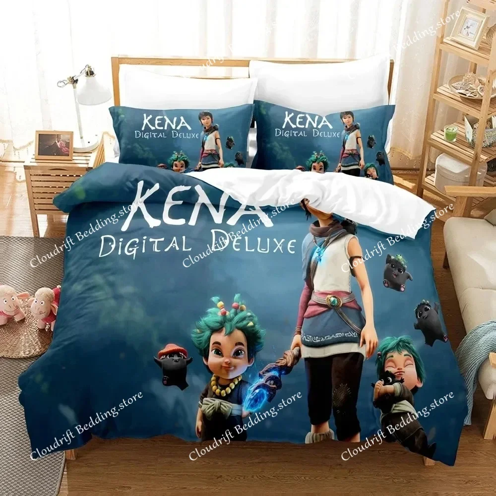 3d Anime Game Bridge Spirits Kena Bedding Set Duvet Cover Bed Set Quilt Cover Pillowcase Comforter King Queen Size Boys Adult