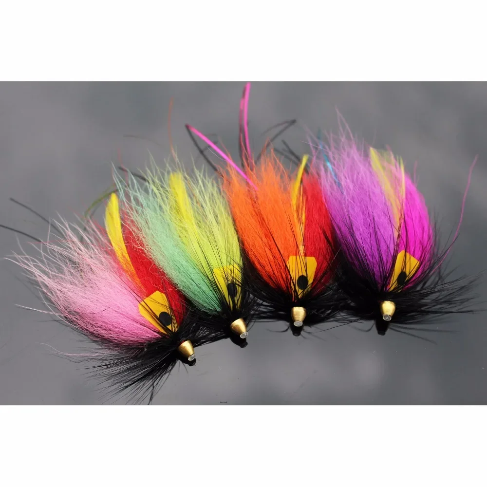 Tigofly 12 pcs 4 Colors Tube Fly For Salmon Trout Steelhead Fly Fishing Flies Lures Set