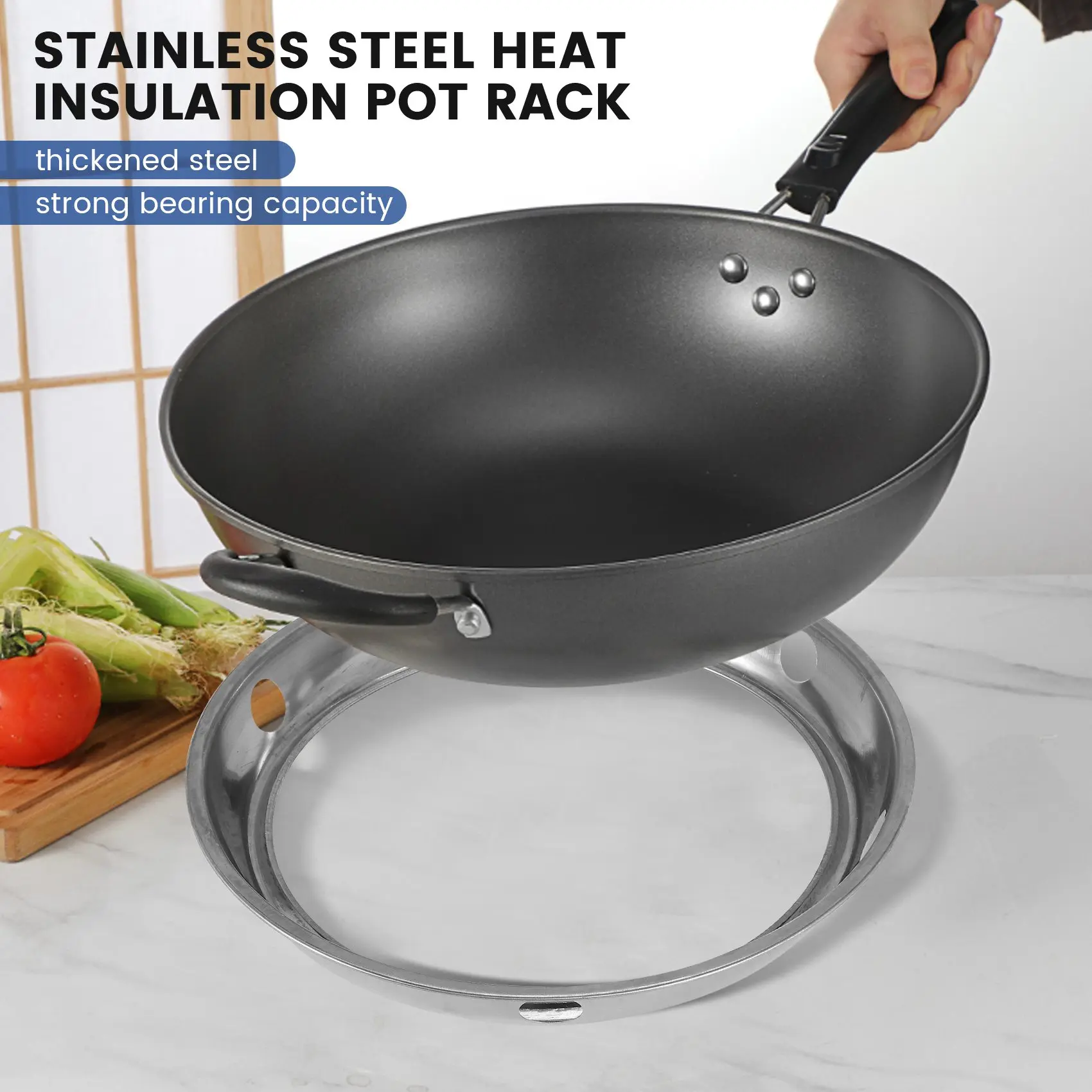 【~ New A20Z】Universal Wok Pan Support Rack Stand Wok Ring/Metallic Round Bottom Universal Size for Gas Stove Fry Pans