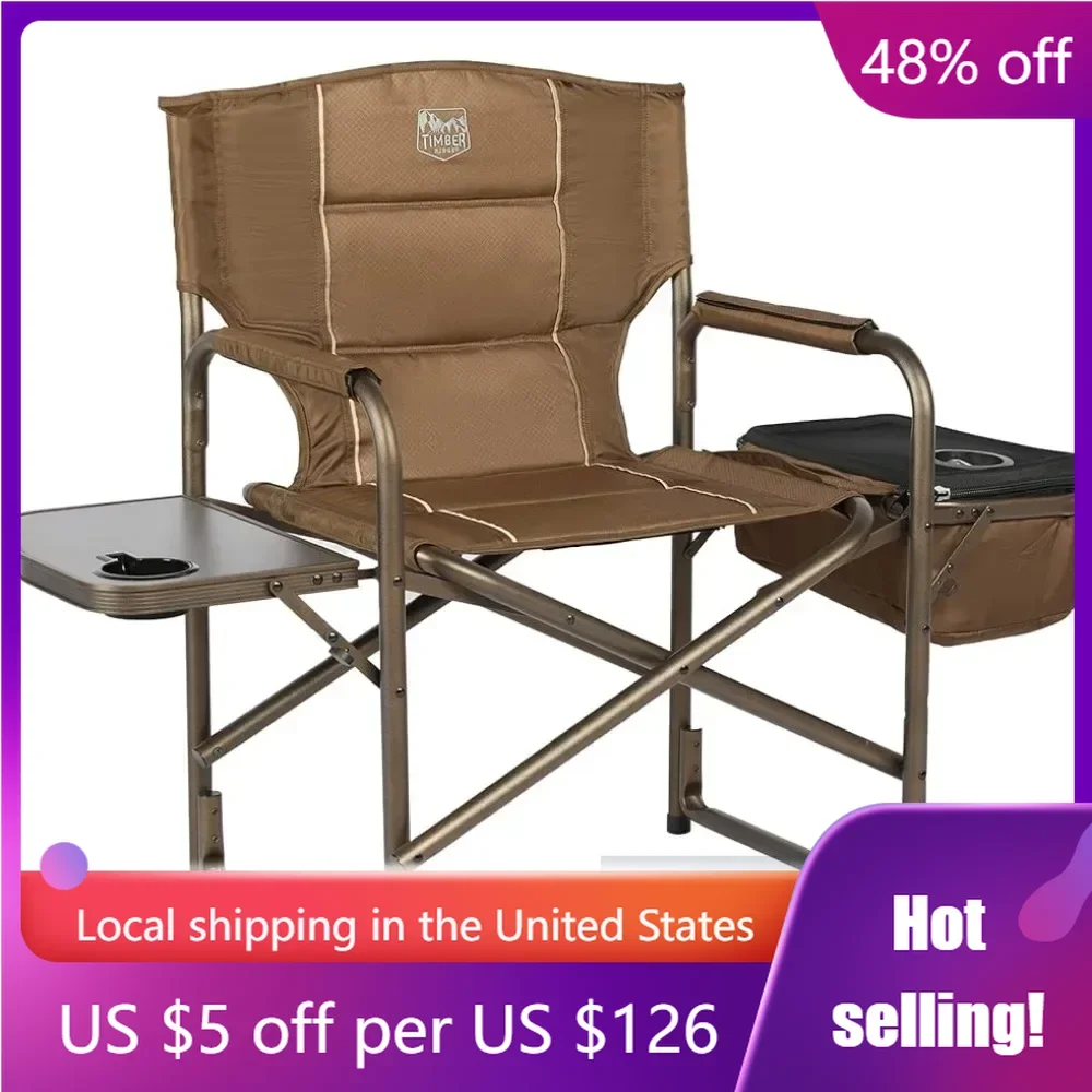 

Cooler Bag & Mesh Pocket Compact Outdoor Folding Lawn Chair Lightweight Camping Supports 300lbs Freight free