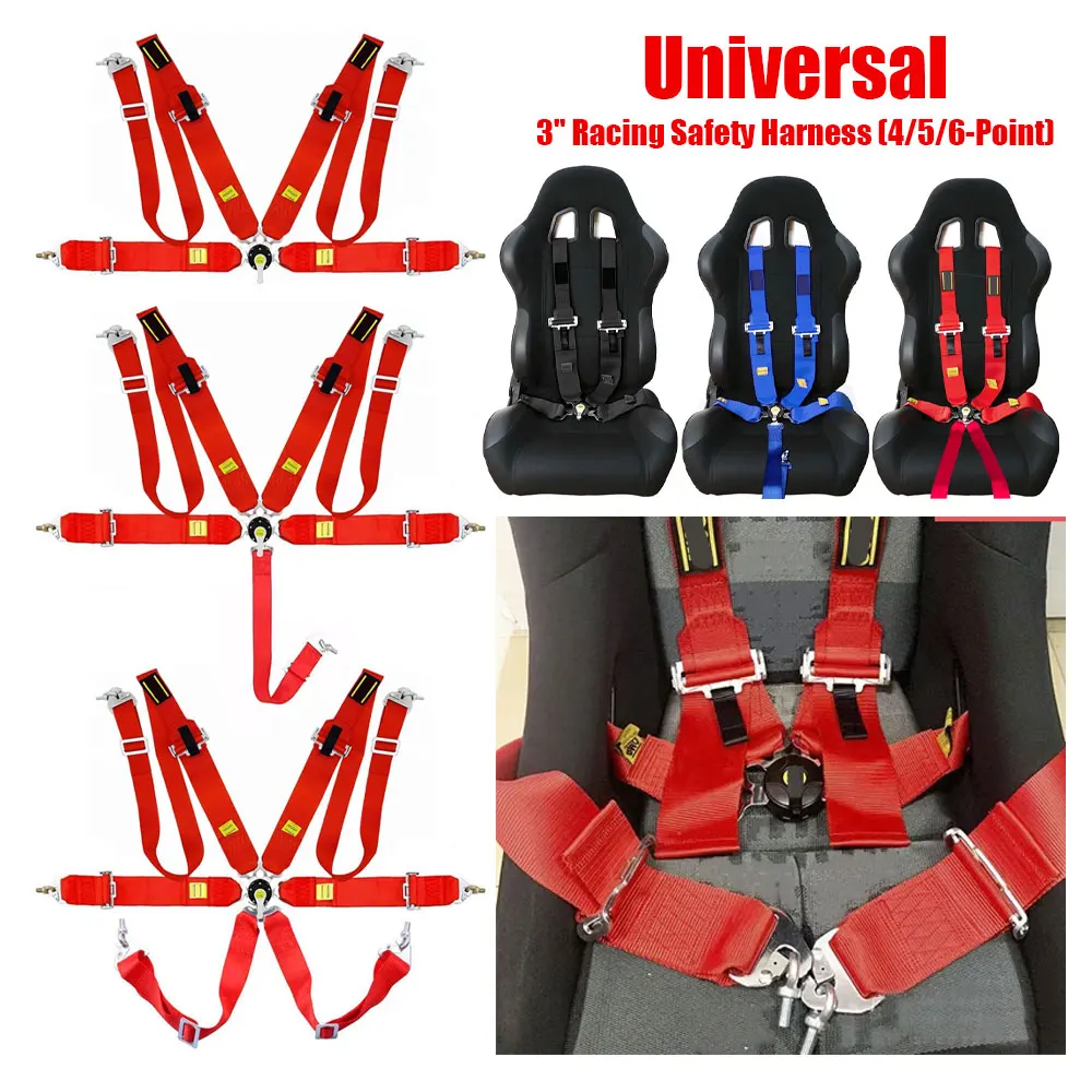 

Universal 3" Racing Safety Harness (4/5/6-Point) - Camlock Quick Release w/ OM* Logo for Motorsport & Track Use