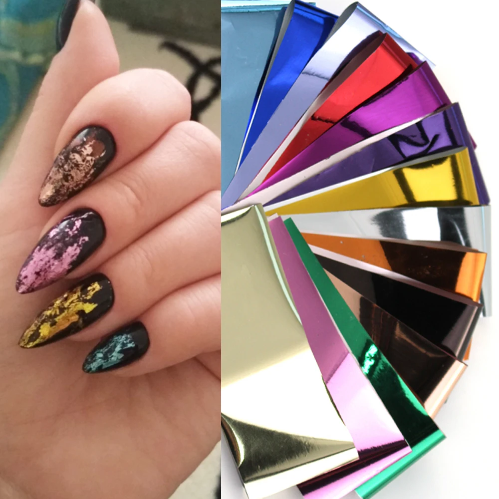 Sparkly Nail Foils Stickers 4*20cm Nail Transfer Decals Laser Rose Gold Champagne Nails Art Tattoo Decor