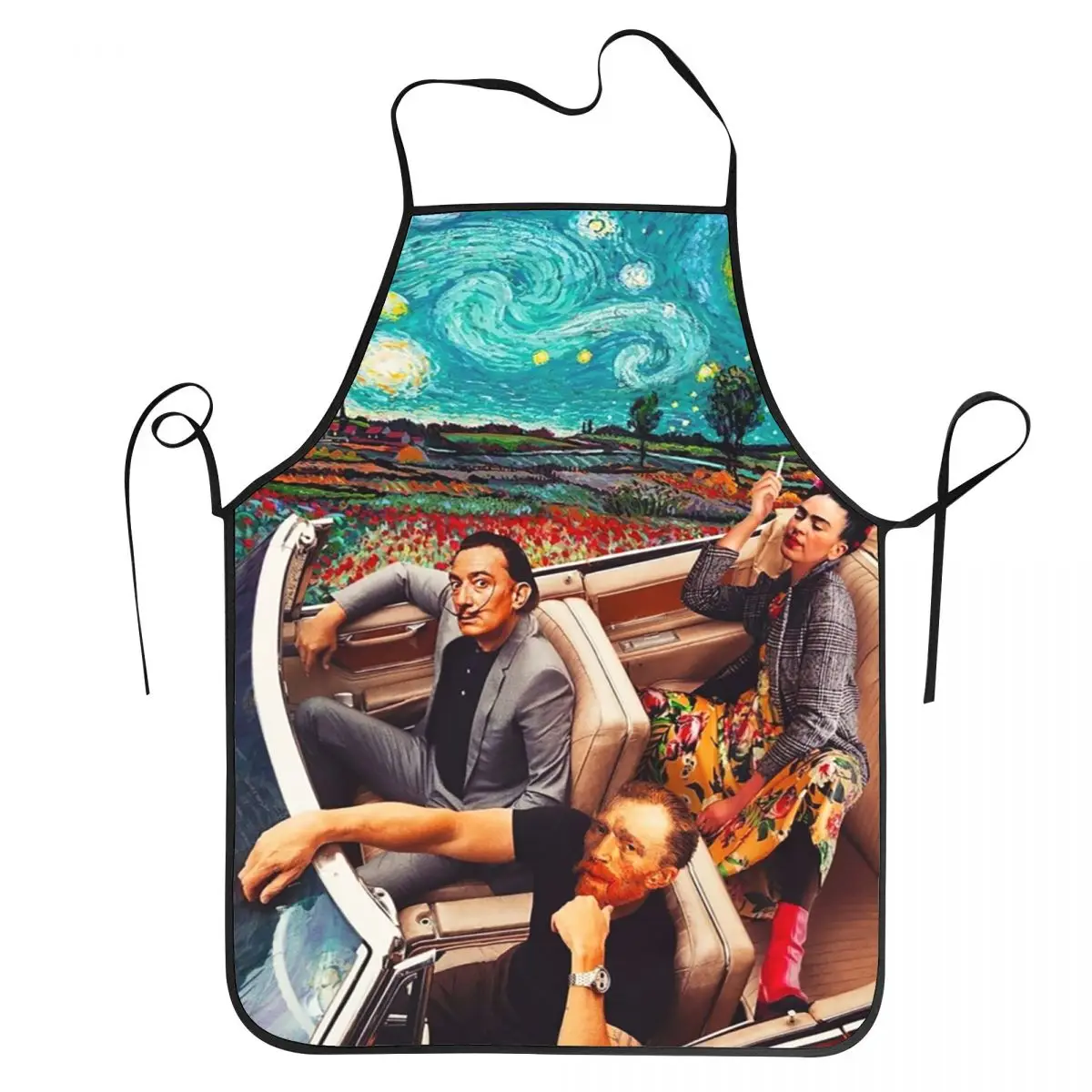 Salvador Dali And Van Gogh Starry Night Apron Kitchen Chef Cooking Baking Bib Women Men Funny Tablier Cuisine for Painting