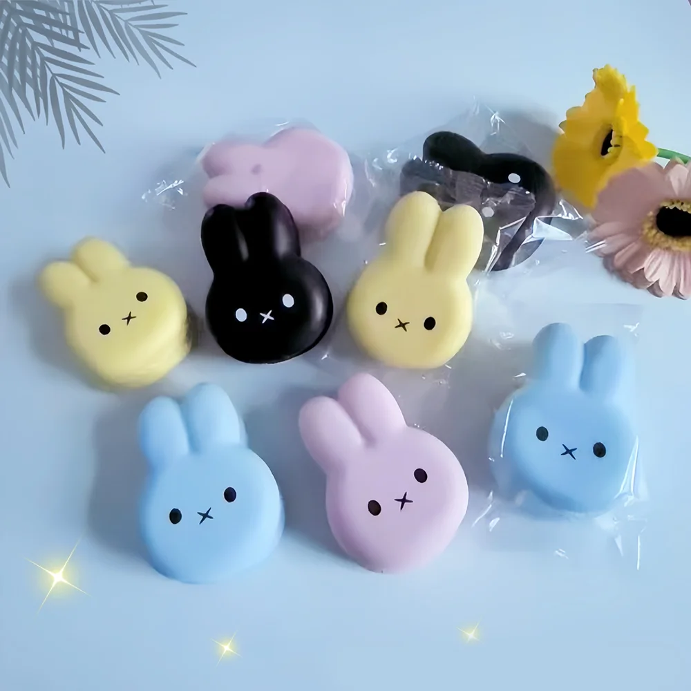 1pc Random Color Cute Rabbit Soft Pinch Relieve Daily Stress Tension Decompression Slow Rebound Office Decor Children Daily Toy.