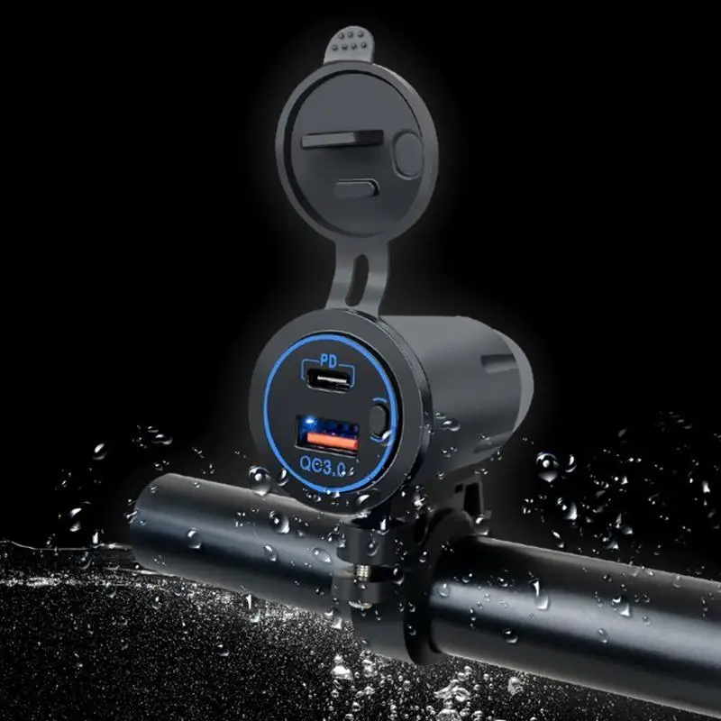 

PD QC3.0 Dual USB Socket Adapter with Cover For Car Motorcycle Boat ATV