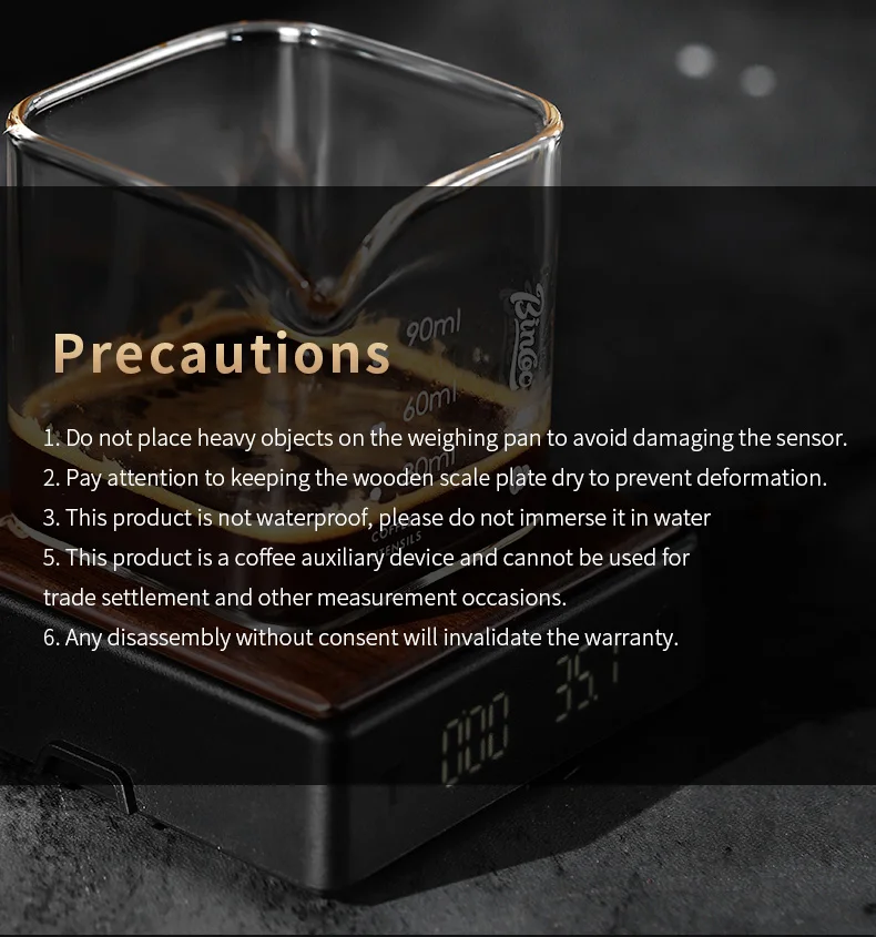 Bincoo electronic coffee scale Italian coffee bean weighing smart hand made mini professional coffee scale coffee equipment Hot