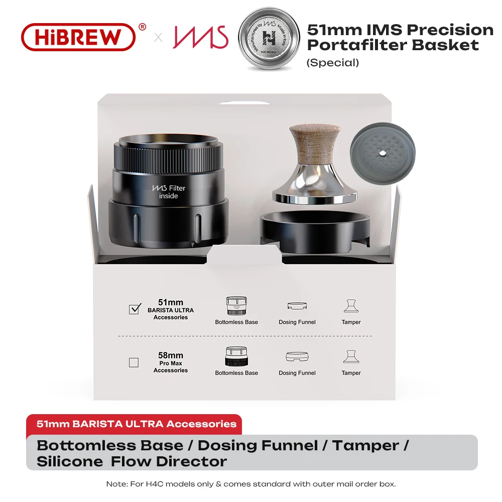 HiBREW H4C Tragbare Espresso-Kaffeemaschine 51MM oder 58MM Barista Bottomless Kit IMS Filterkorb Nes DG Kapsel
