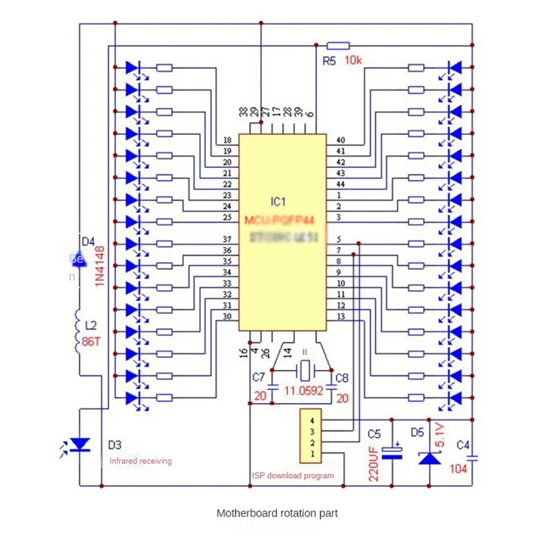 Светодиодный дисплей DIY Kit 51 SCM, двухцветные перекрестные вращающиеся сварочные запасные части для практики пайки, комплект с загрузчиком, простой в использовании
