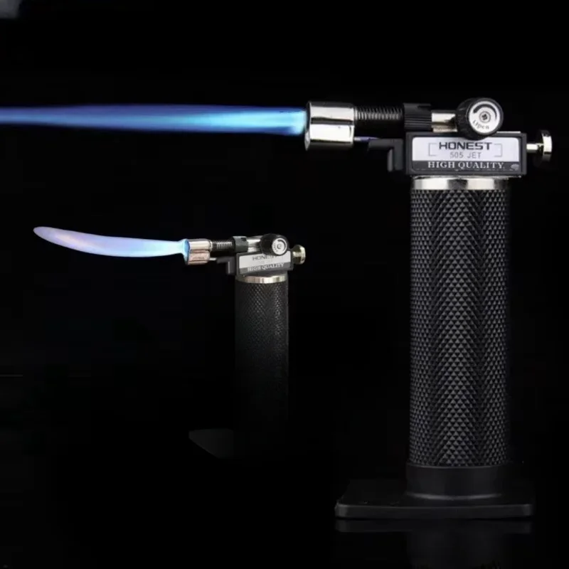 HONEST Double Flame Welding Gun Butane Gas Lighter Safety Lock Switch Jet Fire Open Fire Switching BBQ Kitchen Cigar Lighters