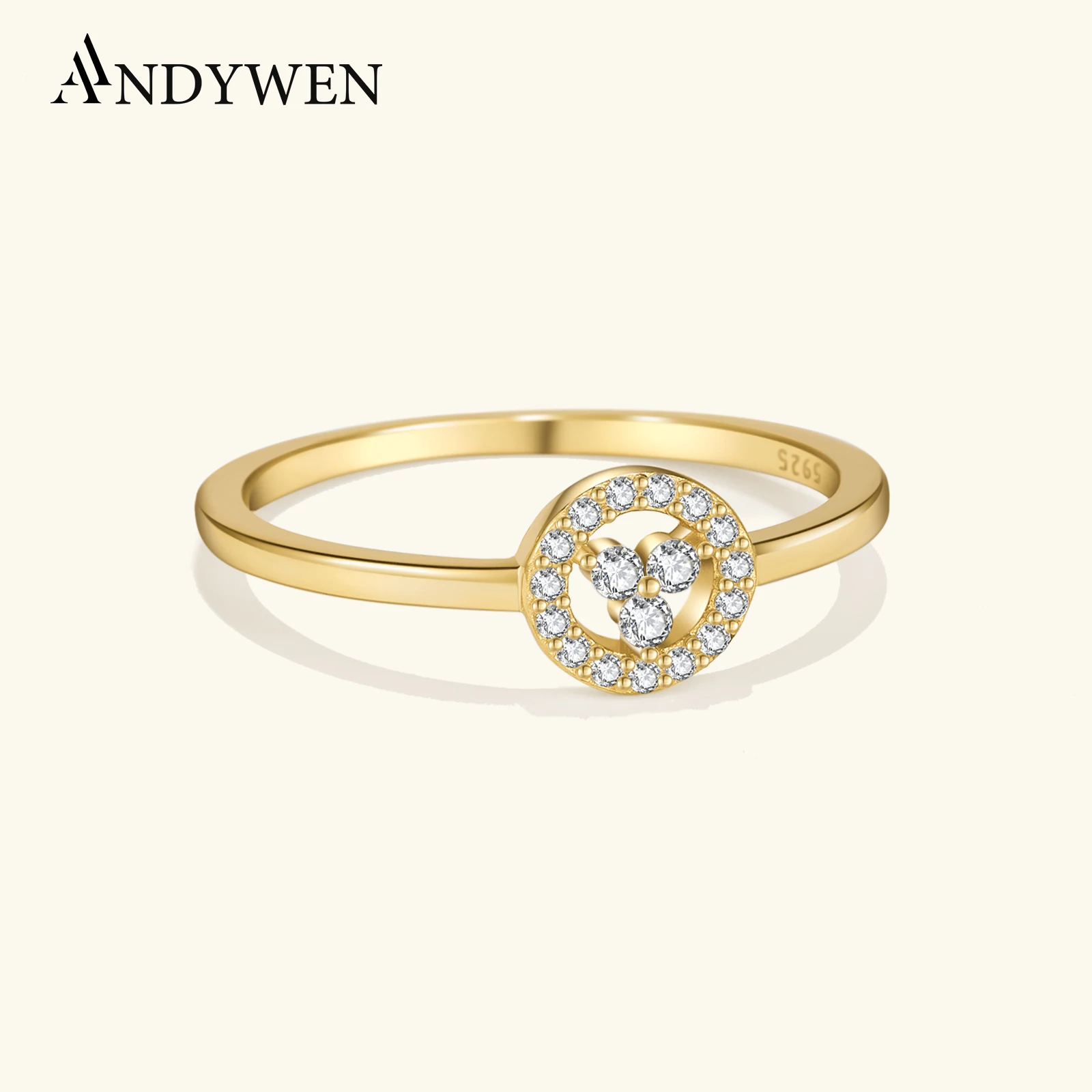 

ANDYWEN Women 925 Sterling Silver Three Zircon Love Life Circle Luxury Fine 2024 Original Wedding Band Promise Love Jewelry Gift