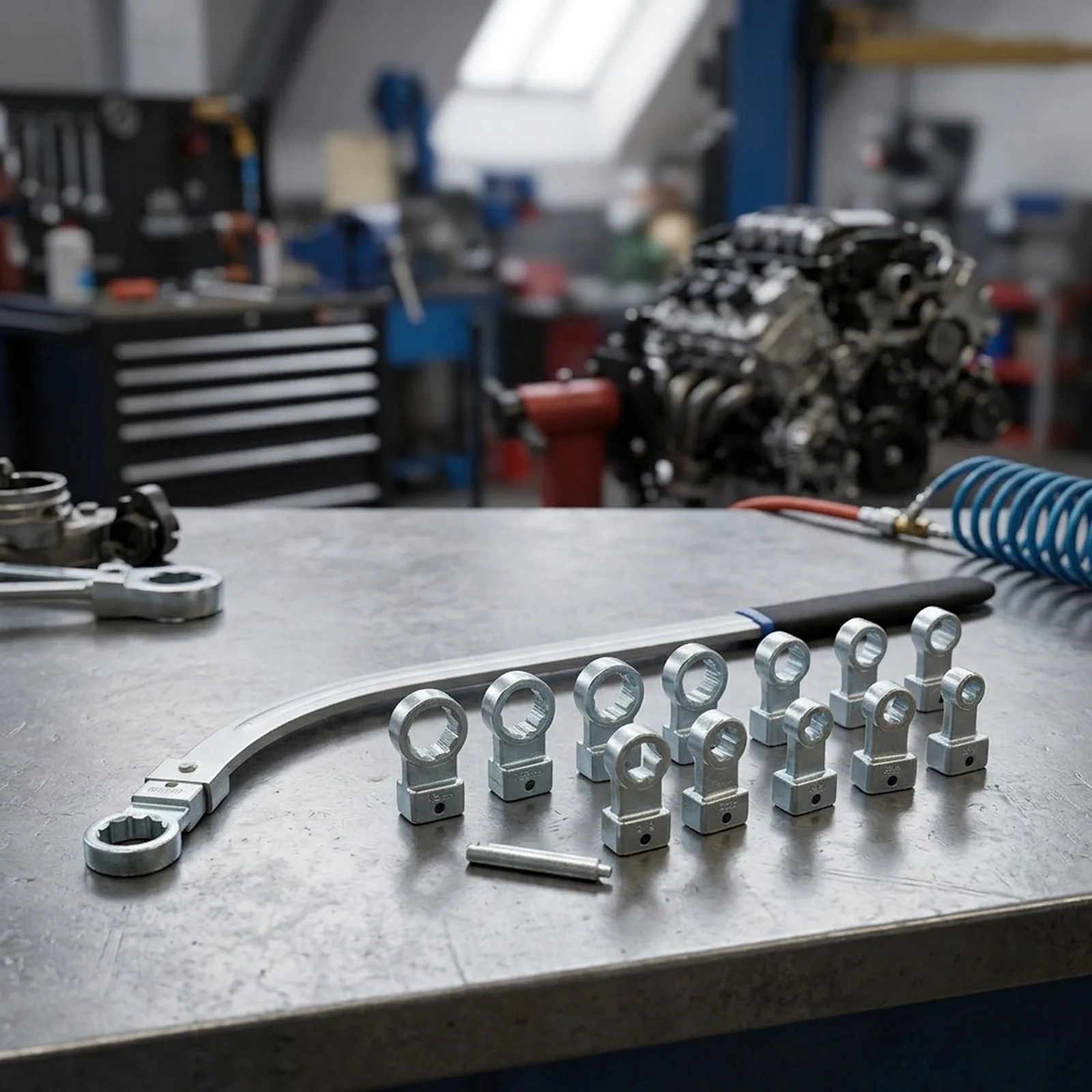 Blue Belt Tensioner Curved Handle For Tight Spaces Extended Reach Design Engine Timing Pulley Removal For Engine Timing Pulleys
