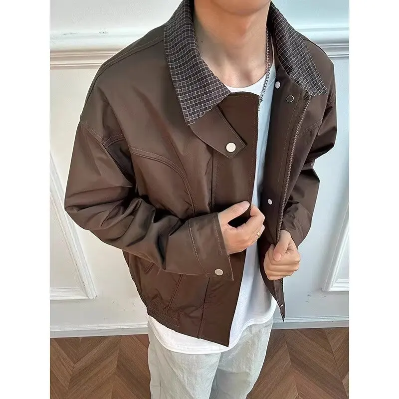 

2025 New Men's Jaet Coat Autumn Winter Faion Harajuku Lazy Artistic Trendy Collar Jaet Polyester Cotton Blend Windproof