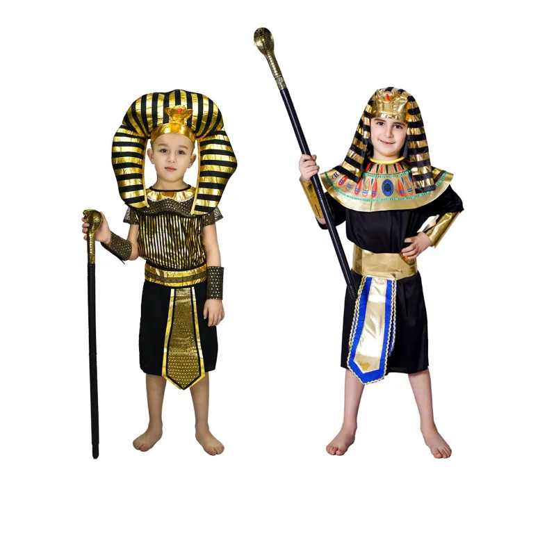 

Halloween Ancient Egyptian King Pharaoh Cosplay Costume for Boys Kids Egypt Prince Costume Carnival Party Medieval Fancy Dress