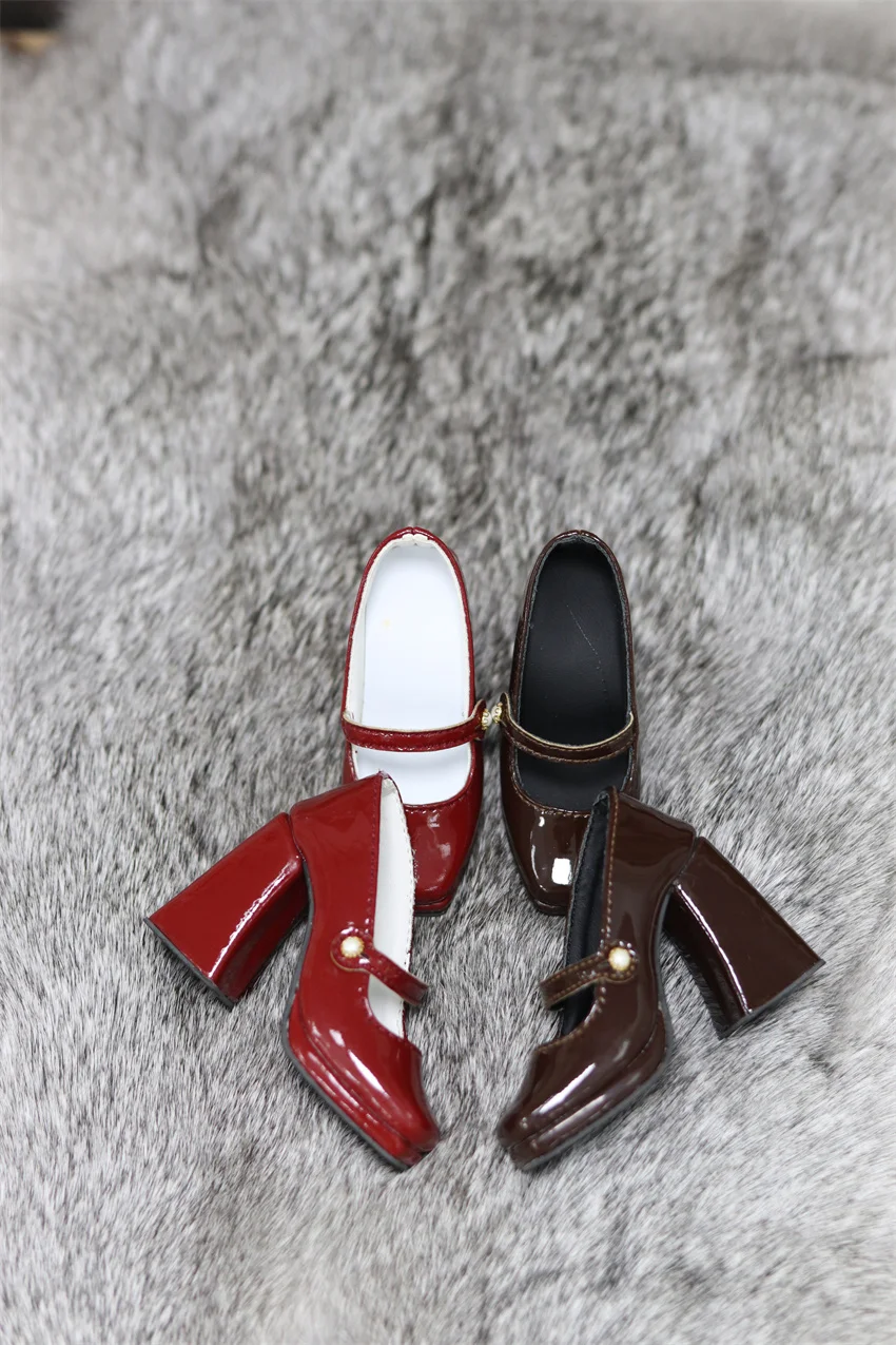 

Обувь для куклы BJD для девочек, красные, черные, с жемчужной пряжкой, на толстой подошве, 1/3, коричневые, элегантные, с квадратным носком, на высоком кожаном каблуке, подарки, аксессуары для кукол