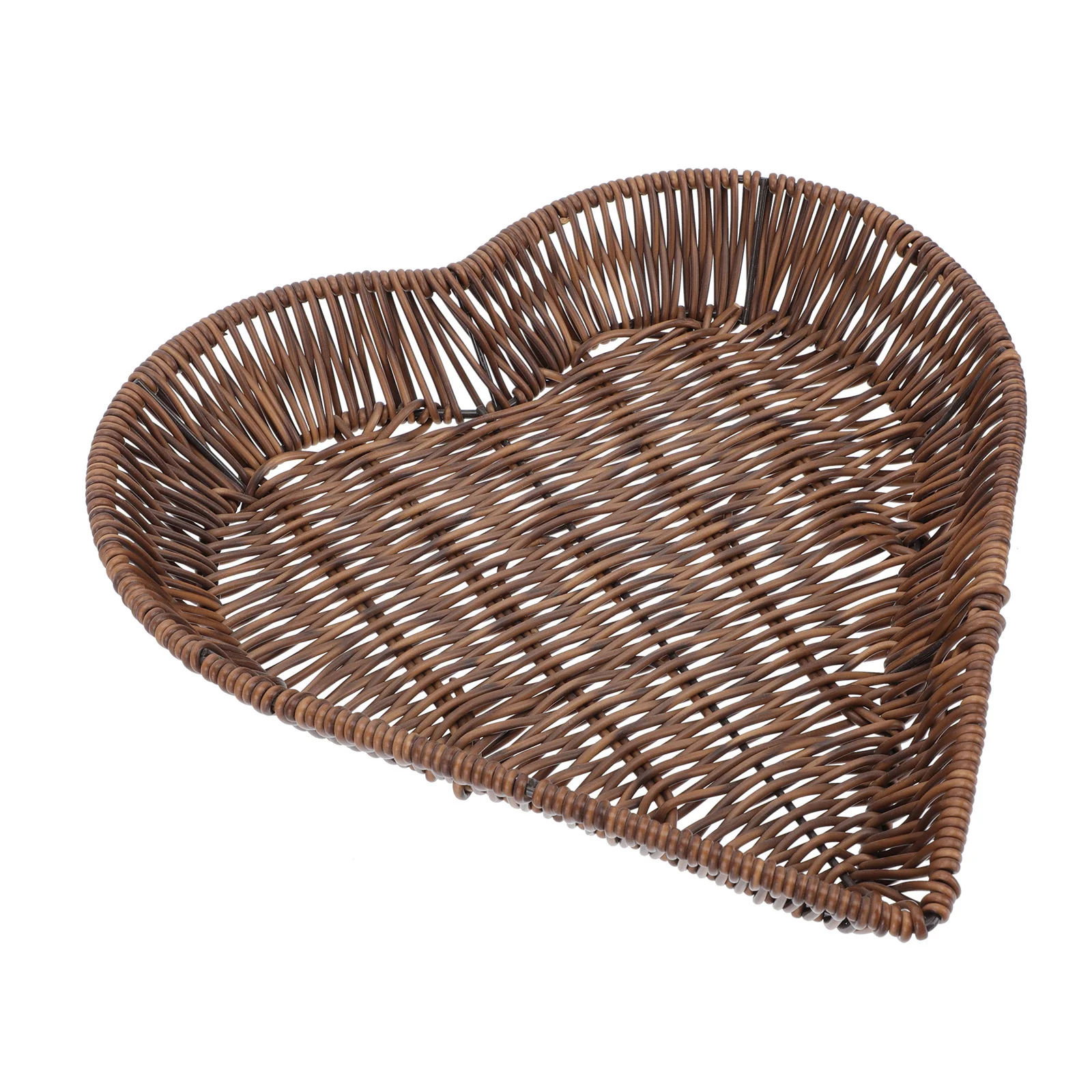 

1Pcs Heart-Shaped Creative Imitation Rattan Woven Basket Functional Fruit Storage Holder Decorative Home Storage Basket