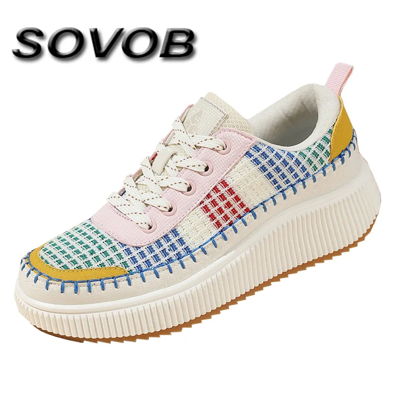 

Autumn Trend Women Casual Shoes Comfortable Breathable Ladies Platform Shoes Low Cut Lace-Up Women's Casual Sneakers Big Size 43