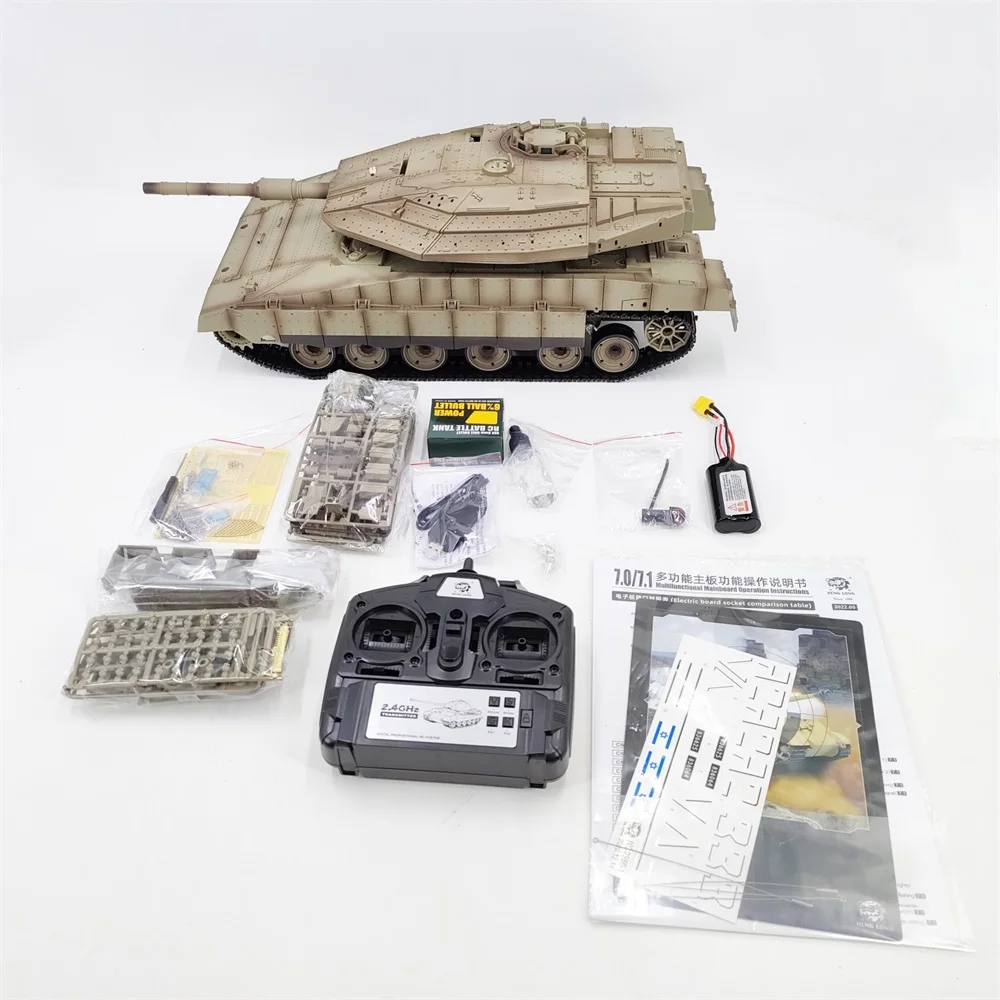 Henglong 3958 Israel Merkava MK IV Main Battle Tank Remote Control Model 1/16 Metal Tracks Off-Road Fire RC Car Toys Gifts