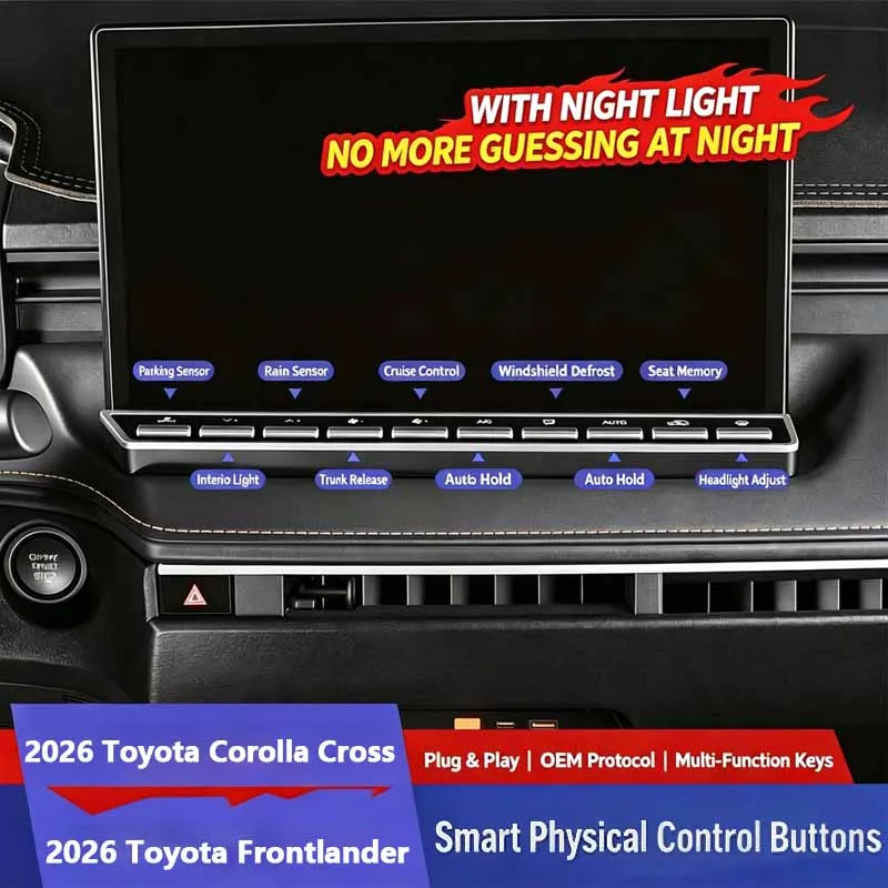 For Toyota Frontlander & Corolla Cross 2026 12.9‑inch Central Smart Physical Button Multi-function Interior Upgrade Custom Fit