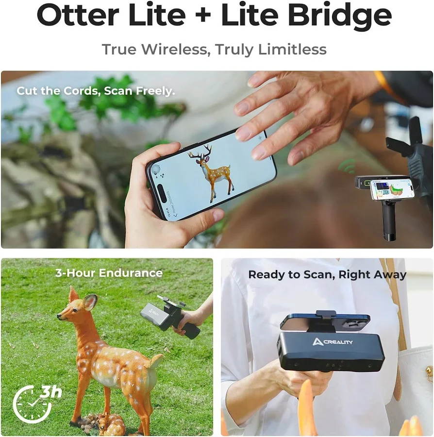 Creality Otter Lite 3D Scanner With 30fps Accuracy And 0.05mm Resolution Built-in Wi-Fi USB Interface Stock Product