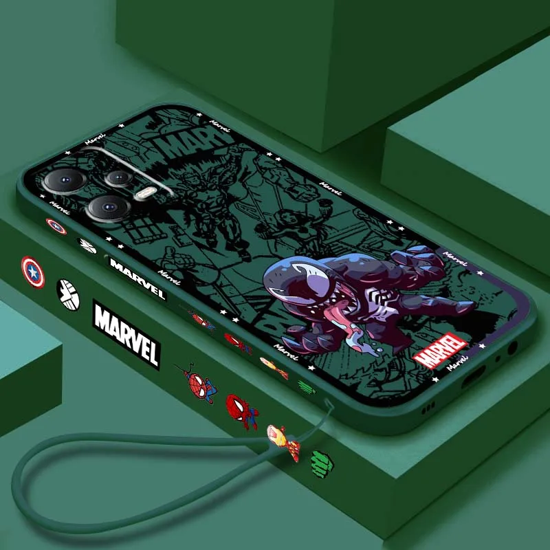 

Marvel Venom Black Panther For Xiaomi Redmi Note 14 13 13R 12 12R 11 11E 11T 11S Pro Plus 5G Liquid Left Rope Phone Case