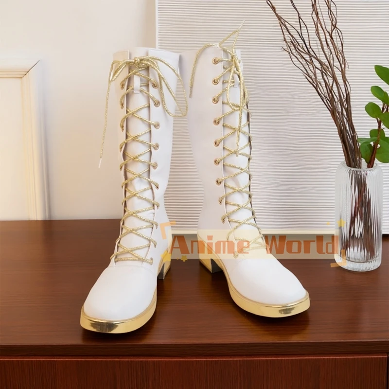 

Children Kpop Rumi Zoey Mira Cosplay Boots White Leather Shoes Halloween Carnival Party Comic-con Role Playing Shoes