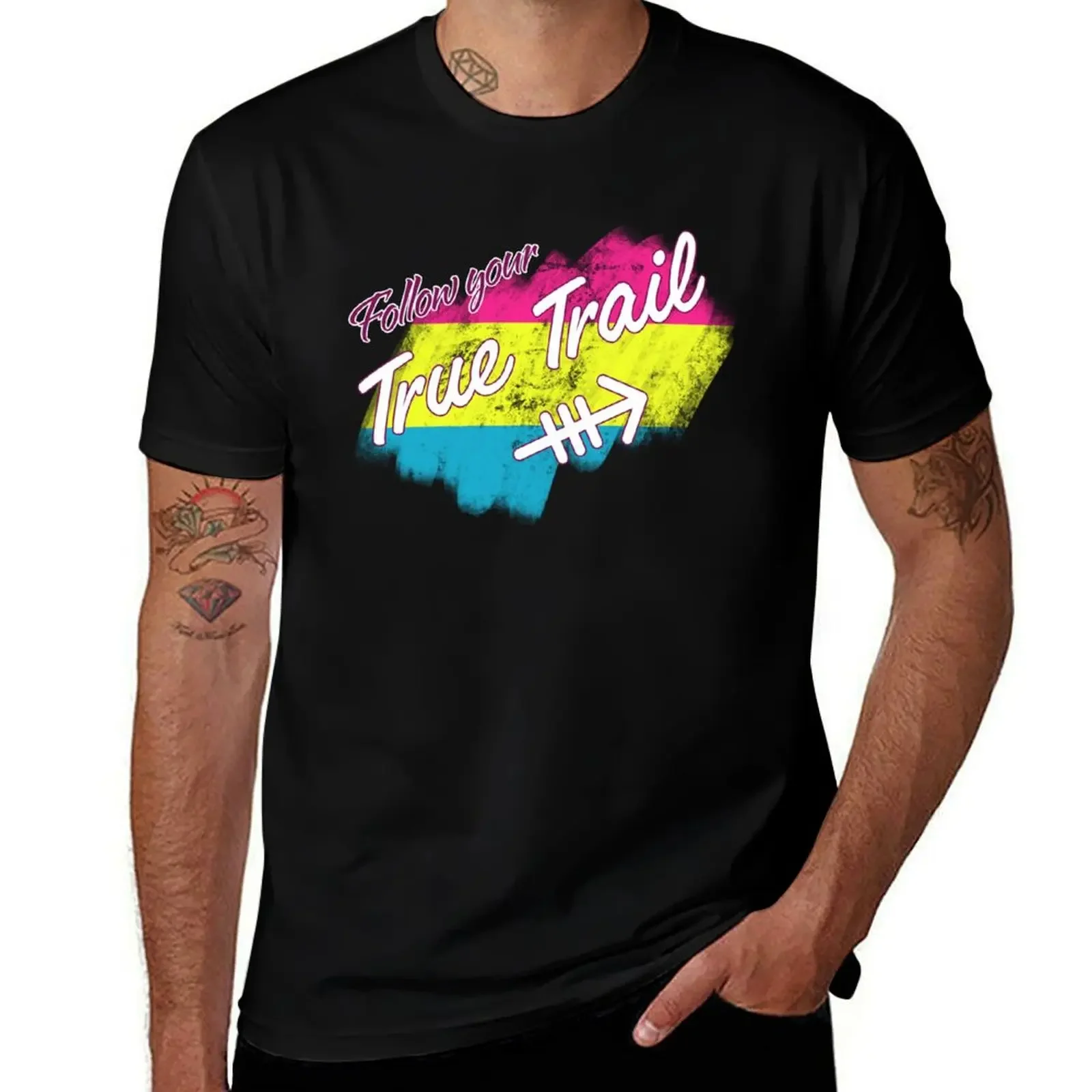 

Follow Your True Trail Pansexual T-Shirt valentines clothes graphic t shirts plus size tops mens big and tall t shirts