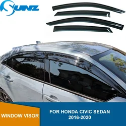 Door Visor For Honda Civic Sedan 10th 2016 2017 2018 2019 2020 Black Window Visor Vent Shades Sun Rain Guards Weathershileds
