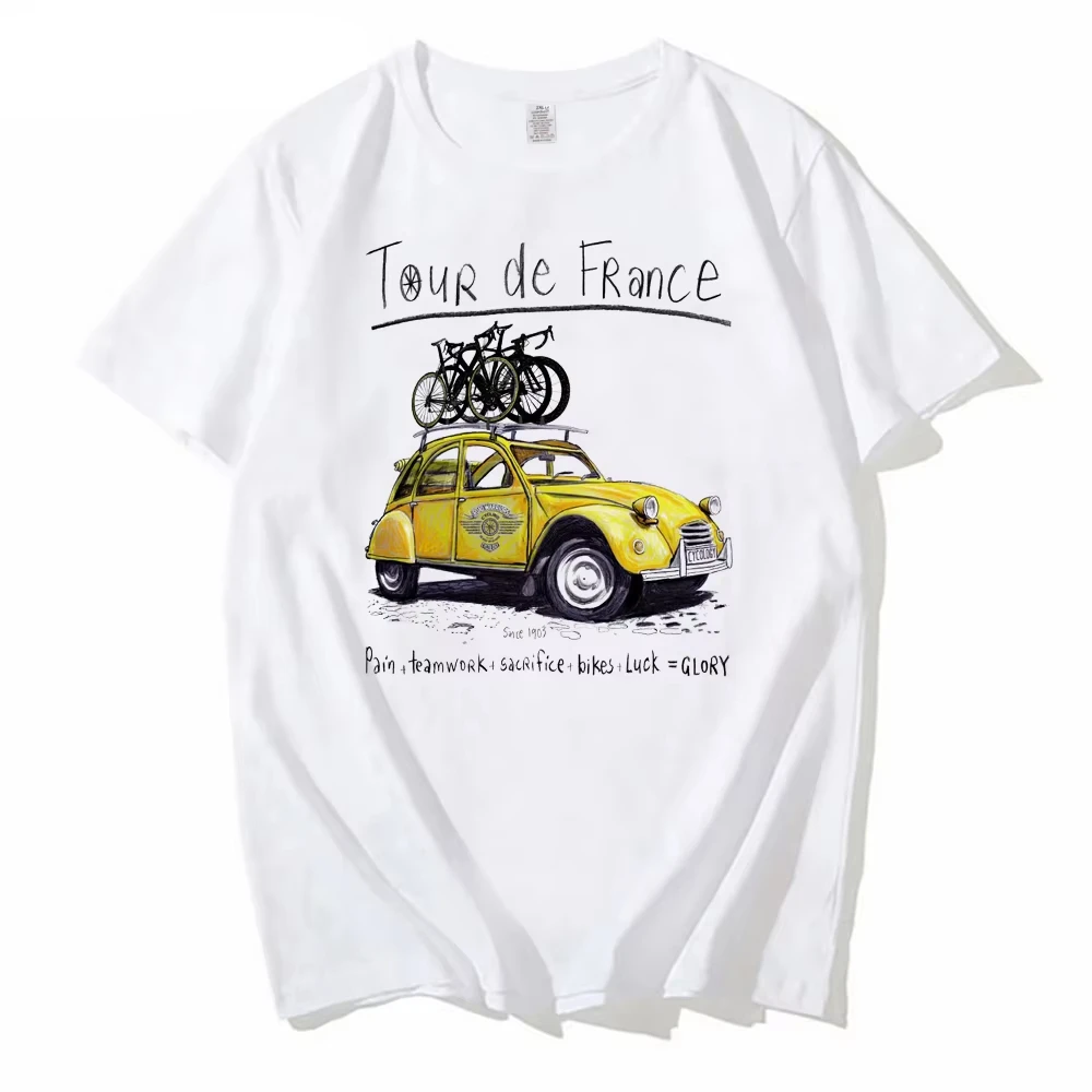 2026 New Fashion Road Trip T-shirt Cycling Bicycle Riding Outdoor Car Print Creative Road Bike Hipster Men Tee