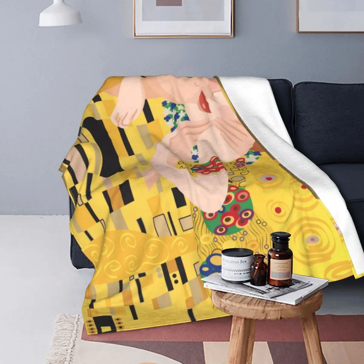 Mulder And Scully Blankets Warm Flannel Painting Art Gustav Klimt Gold Throw Blanket for Home Bedroom Sofa