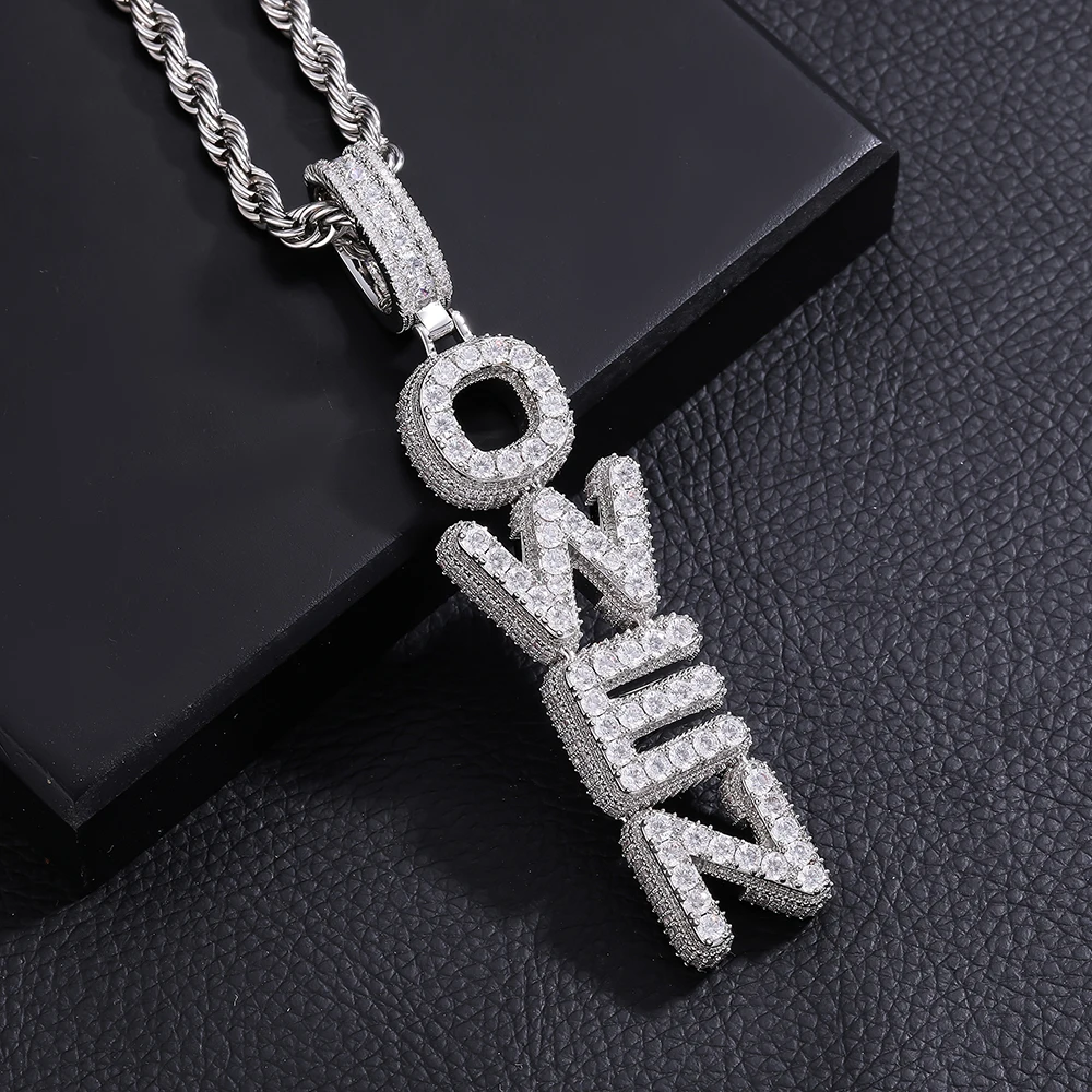 

Полный Iced Out Подвески 5A + Цирконий CZ Ожерелье Пользовательские Письма Роскошные Изысканные Персонализированные Ювелирные Изделия Хип-Хоп Табличка Колье