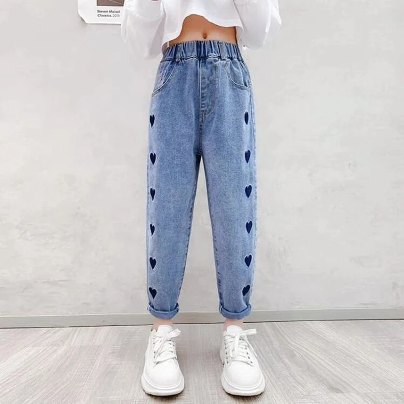 Casual Kids Baby Girls Cowboy Pants Spring Autumn Baby Girls Printing Jeans Kids Girls Children Clothing Kids Baby Girls Jeans