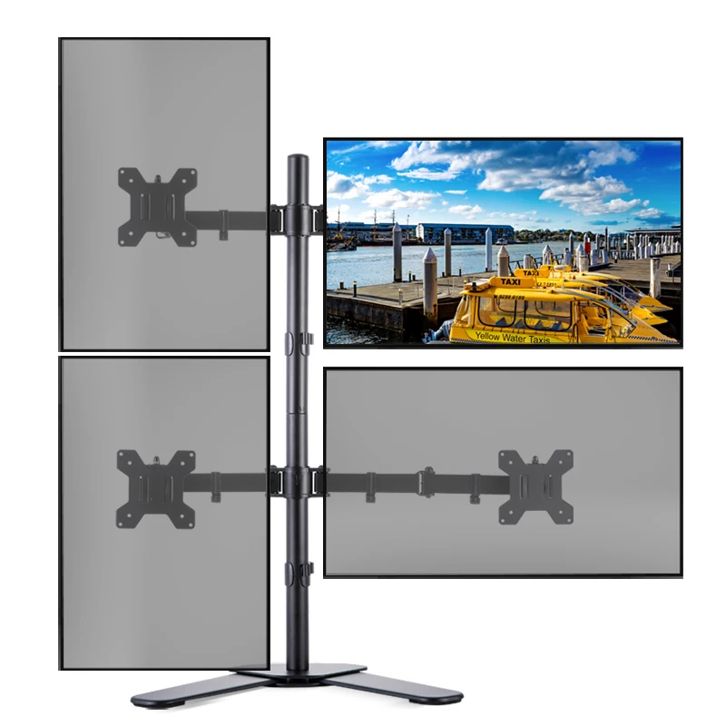 Dual Monitor Desk Mount, Heavy Duty Fully Adjustable Steel Stand, Holds 4 Computer Screens up to 32 inches