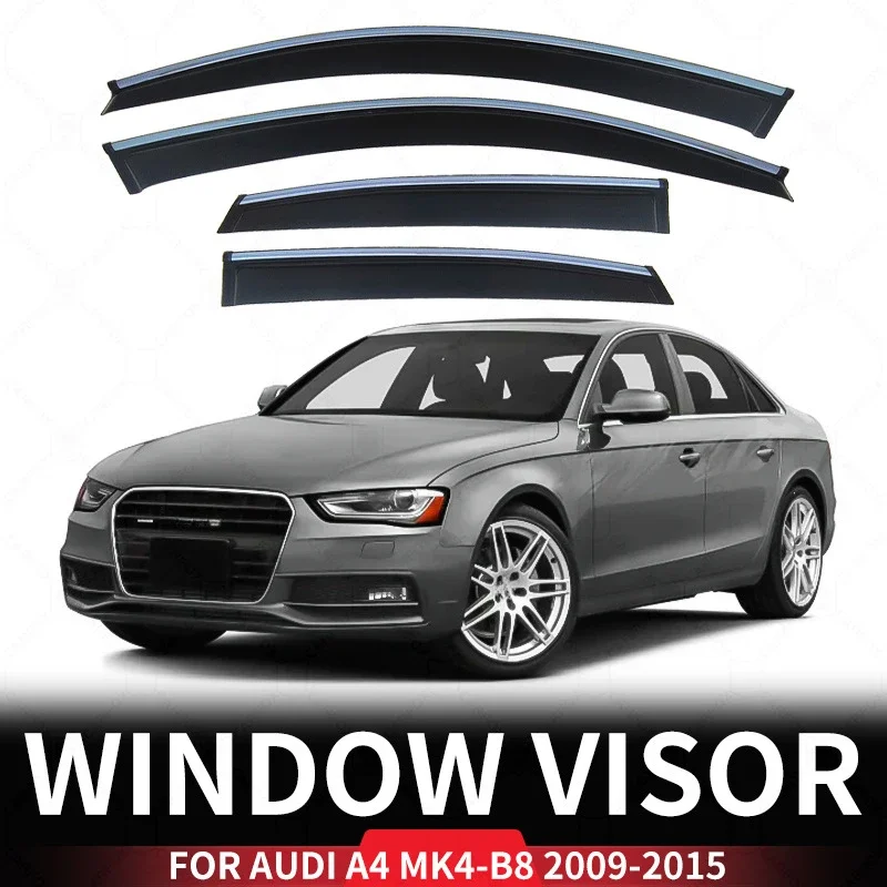 

Chrome Strips Rain Guards for Audi A4 MK4-B8 2009-2016 sedan Window Visor Wind Deflectors Door Visor Vent Shades Ventvisor