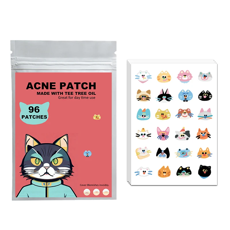 New 96Pcs Facial Acne Repair Patch - Cat Shaped Skin Care Tool For Fading Blemishes Pimple Marks And Improving Closed Acne