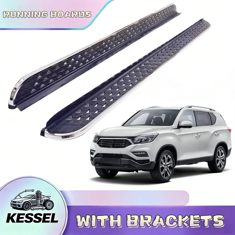 

2Pcs Running Board Side Steps Compatible with SsangYong Rexton 2017-2023 2024, Step Pedal Door Fixed Nerf Bars, with Brackets
