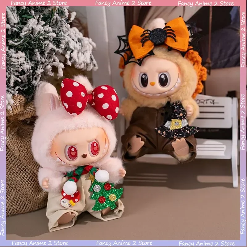 Halloween Weihnachten Themed Labubu Puppe Kleidung Geeignet für V1 V2 V3 Mini Plüsch Puppe Kleidung Mode Puppe Party Zubehör