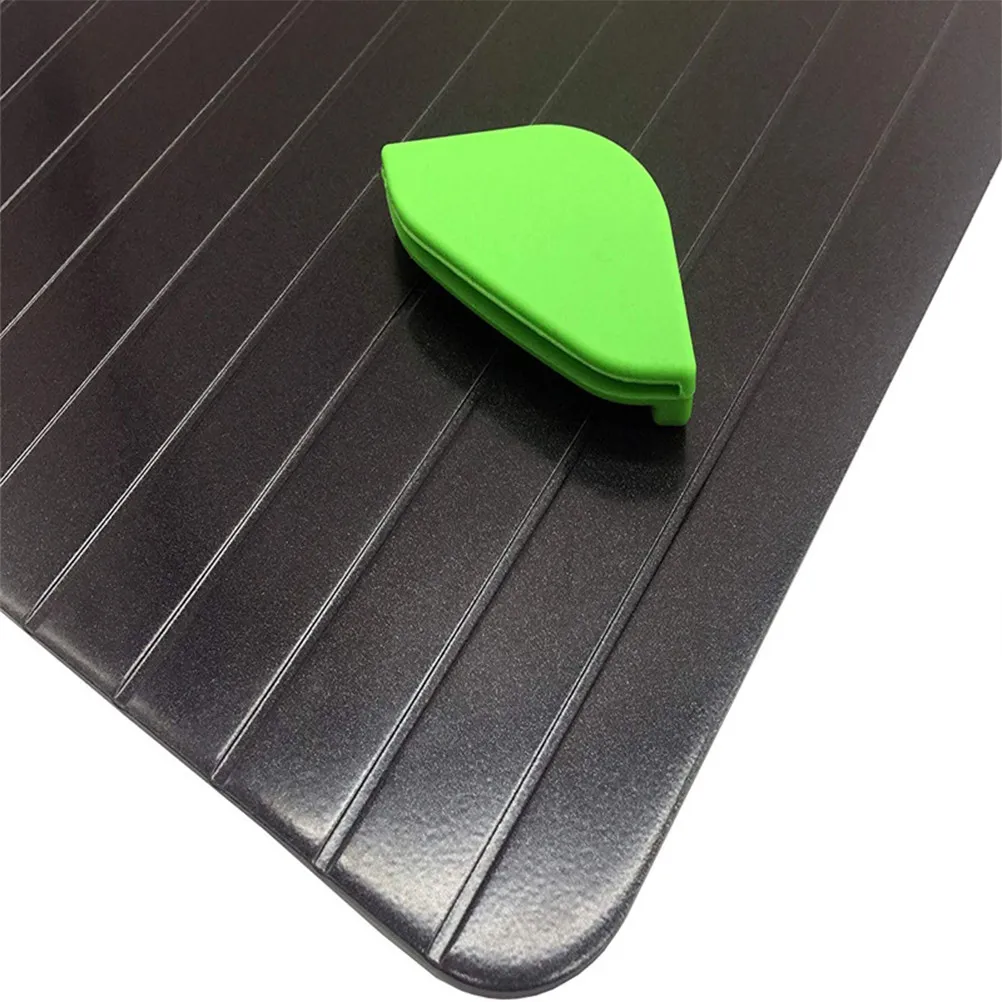 5Pcs Aluminum Quick Defrost Tray Fast Thawing Plate Kitchen Supplies Size S Silicone Pads Random Color for Meat Fruit