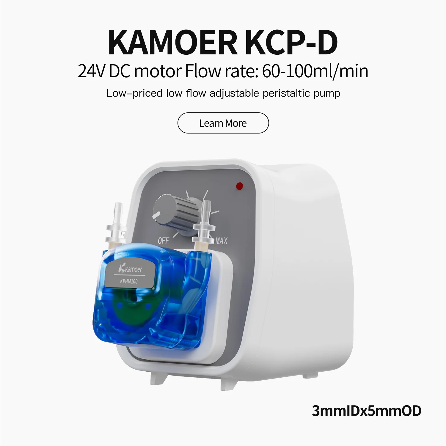 Kamoer  50-100ml/min KCP-D Mini Peristaltic Pump 24V DC Motor Dosing Pump 2mmX4mm BPT Tubing with Adjustable Flow Rate Control