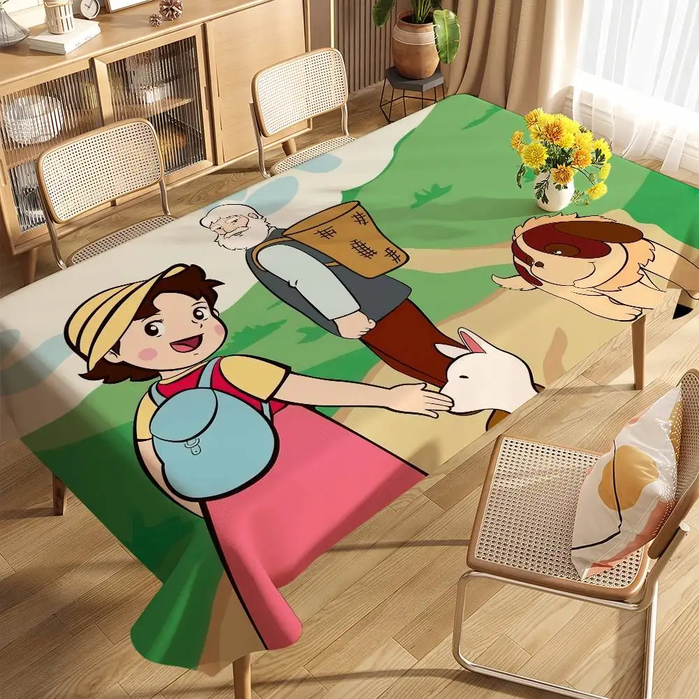 الكرتون هايدي فتاة جميلة مفرش طاولة مقاومة للبقع الزخرفية قابل للغسل مفارش المائدة حفلة عيد ميلاد طاولة طعام
