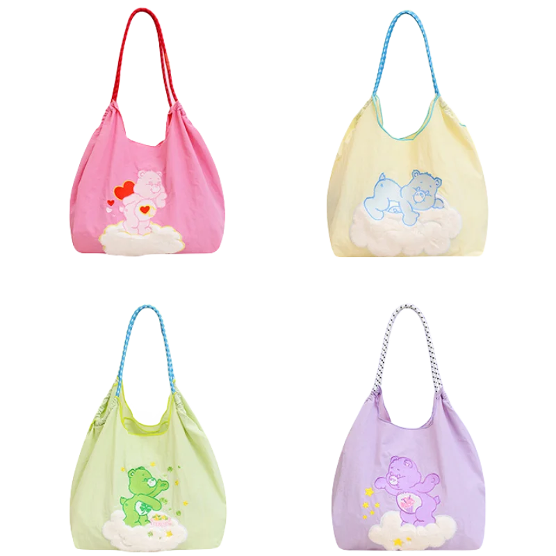 

MINISO Carebears Drawstring Shopping Bag Portable Large Capacity Folding Storage One Shoulder Drawstring Tote Bag Travel Storage