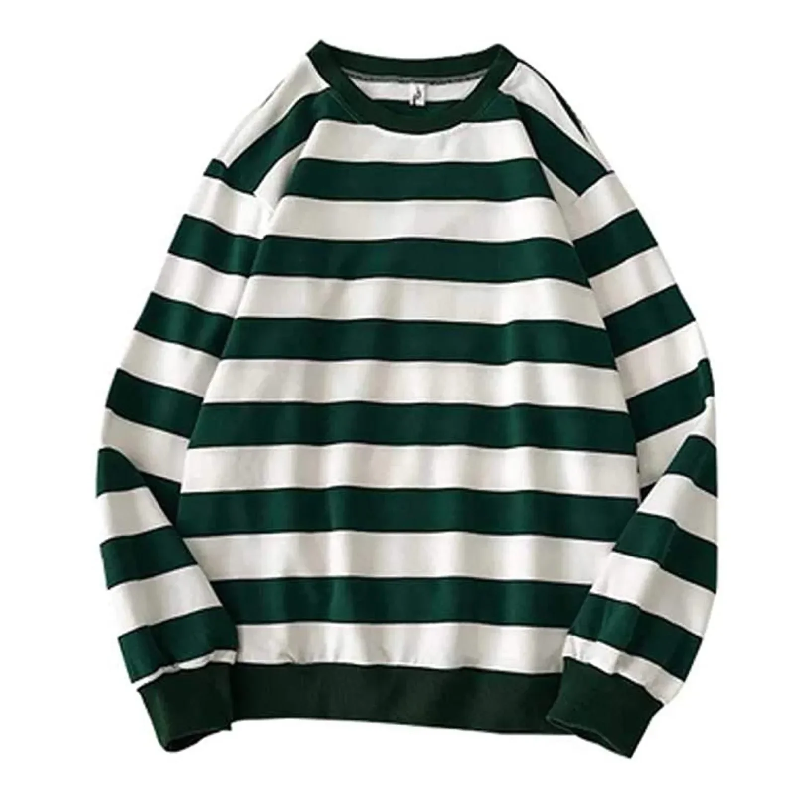 

Oversize Striped Sweatshirt - Women's Round Neck Long Sleeve Pullover, Harajuku Casual Tops for Autumn Winter