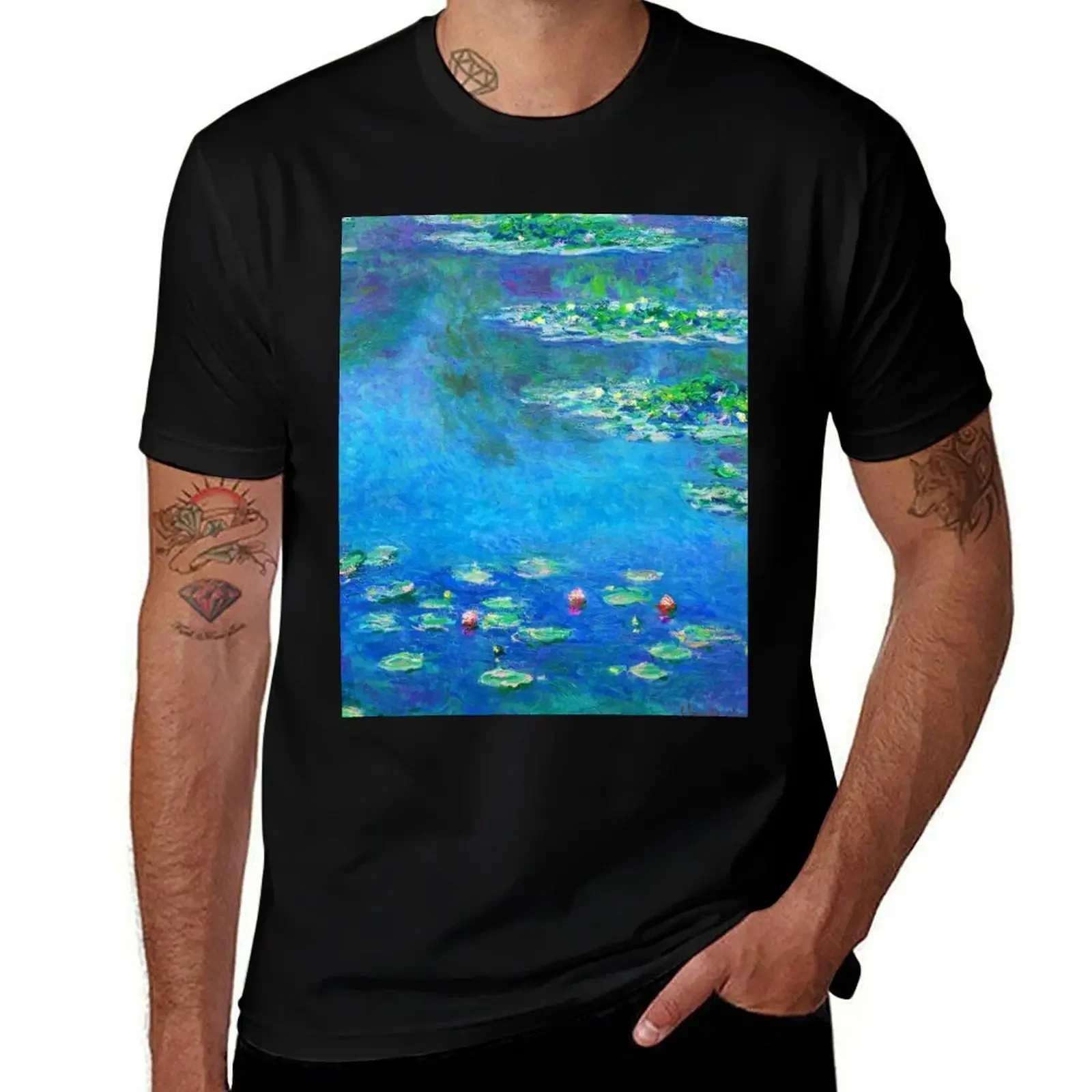 Claude Monet Water Lilies Color-Enhanced T-Shirt clothes man clothes croswit shirt man sublime plain black t shirts men