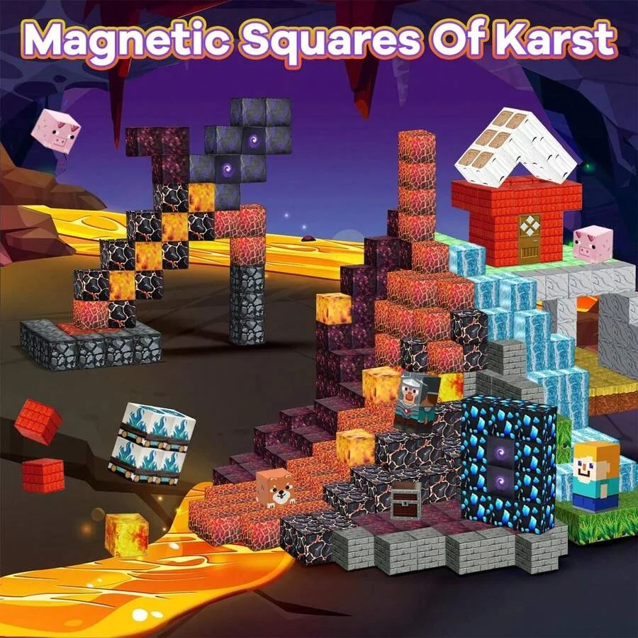 Magnetic Building Block Bricks Mine Stacking World Creativity Model Set DIY Educational STEM Toys For Kid Boy Girl Birthday Gift
