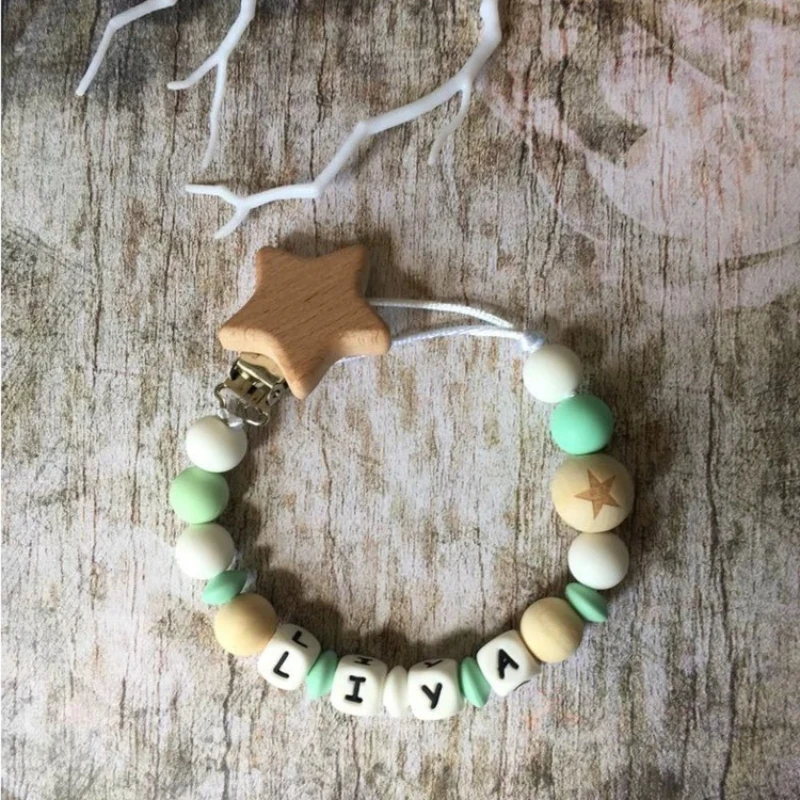 

INS Baby Custom Personalize Name Pacifier Clip Dummy Nipple Holder Anti-Lost Pacifiers Chain Soother Teething Toys Chew Gifts