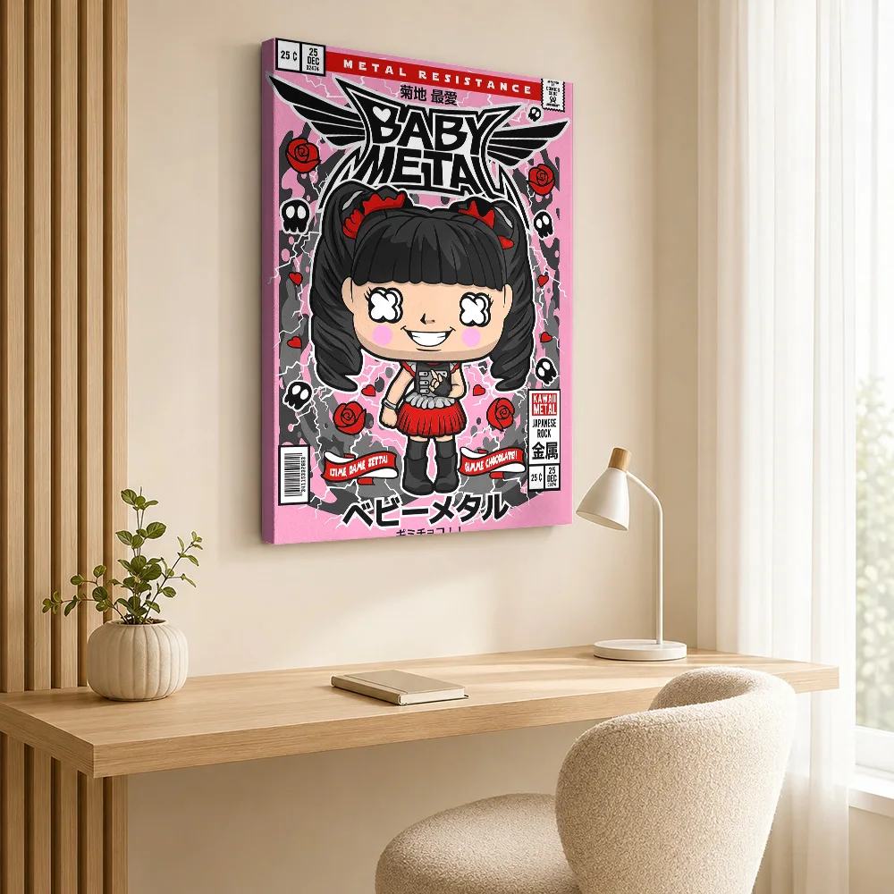 Babymetal Framed Canvas Print Poster Custom Photo Retro Music Wall Art for Studio Bedroom Decor Collectible Ready to Hang Gift