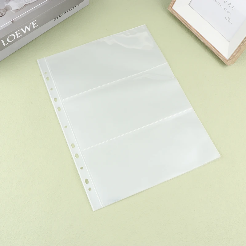 ~10pcs Loose Leaf Sheet 3-Slot Transparent Banknotes Holder Portable Paper Money Protective Bag Paper Money Collection Album